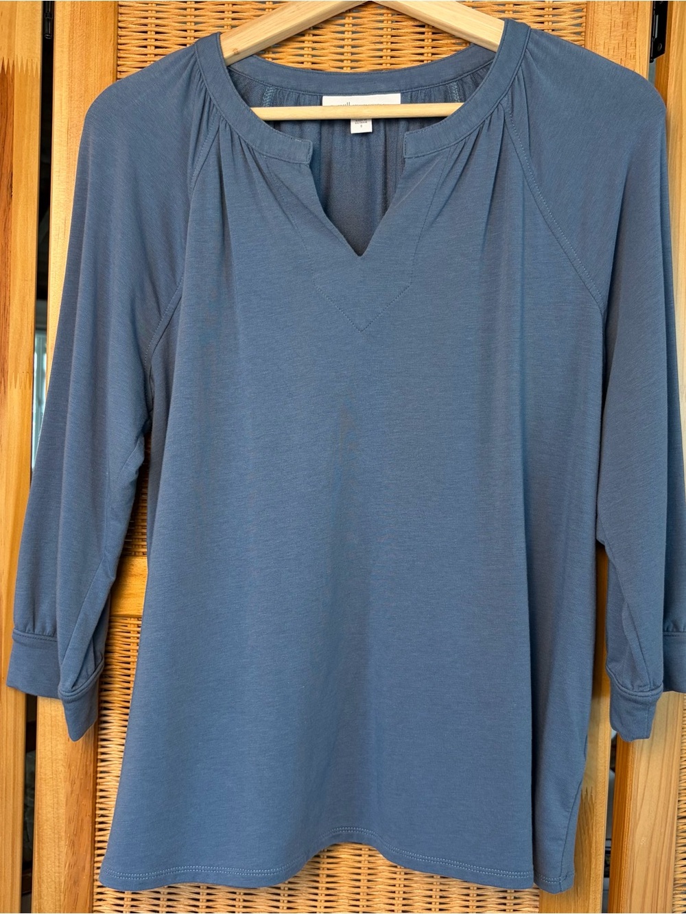 Women's Pure Jill J. Jill Split-Neck Long Sleeve Top in Slate Blue sz Small